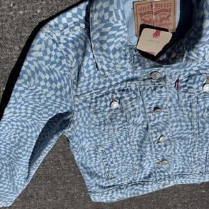 Levis Trucker Jacket Womens‎ Small Denim Button Up Checkered New With Tags